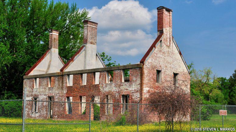 Brick ruins of the historic Marshall Hall mansion near Bryans Road, Maryland, on the Potomac River in Piscataway Park
